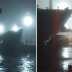 Un buque de carga aplastó un barco pesquero y 6 pescadores están atrapados